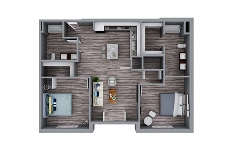 Floor plan for 2 beds, 2 baths, 1136 sqft